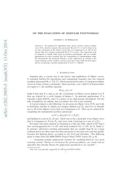 On the evaluation of modular polynomials