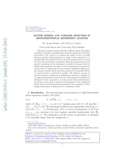 Factor models and variable selection in high-dimensional regression
  analysis