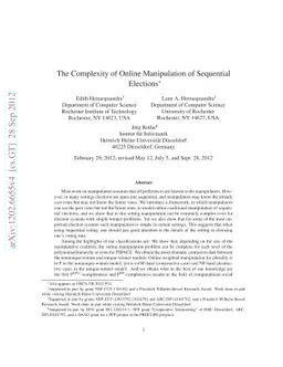 The Complexity of Online Manipulation of Sequential Elections