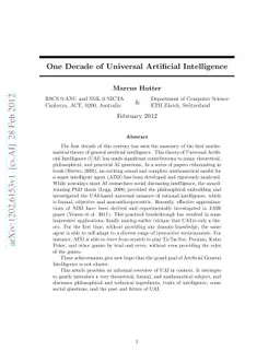 One Decade of Universal Artificial Intelligence
