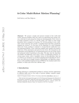 k-Color Multi-Robot Motion Planning