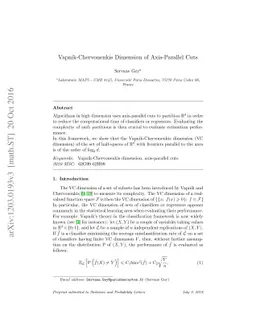 Vapnik-Chervonenkis Dimension of Axis-Parallel Cuts