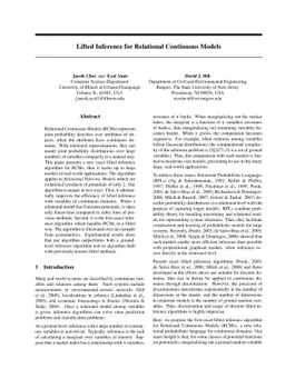 Lifted Inference for Relational Continuous Models