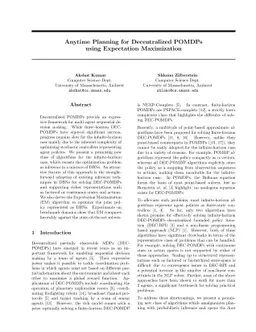 Anytime Planning for Decentralized POMDPs using Expectation Maximization