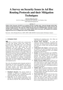 A Survey on Security Issues in Ad Hoc Routing Protocols and their
  Mitigation Techniques