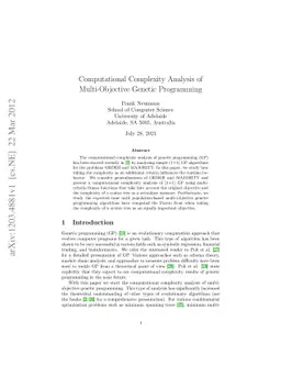 Computational Complexity Analysis of Multi-Objective Genetic Programming
