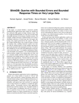 BlinkDB: Queries with Bounded Errors and Bounded Response Times on Very
  Large Data