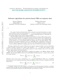 Inference algorithms for pattern-based CRFs on sequence data