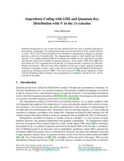 Superdense Coding with GHZ and Quantum Key Distribution with W in the
  ZX-calculus