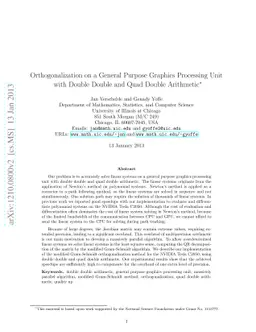 Orthogononalization on a general purpose graphics processing unit with
  double double and quad double arithmetic