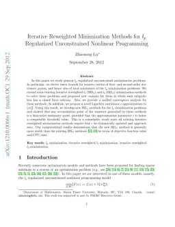 Iterative Reweighted Minimization Methods for $l_p$ Regularized
  Unconstrained Nonlinear Programming