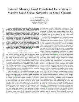 External Memory based Distributed Generation of Massive Scale Social
  Networks on Small Clusters