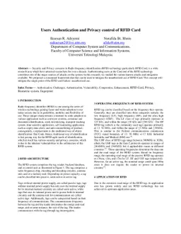 Users Authentication and Privacy control of RFID Card