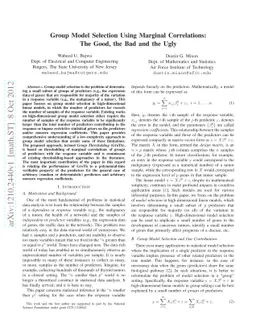 Group Model Selection Using Marginal Correlations: The Good, the Bad and
  the Ugly