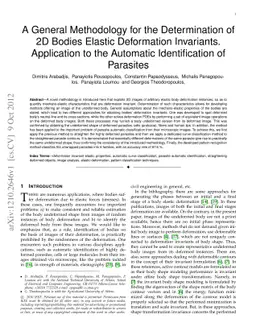 A General Methodology for the Determination of 2D Bodies Elastic
  Deformation Invariants. Application to the Automatic Identification of
  Parasites