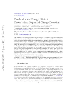 Bandwidth and Energy Efficient Decentralized Sequential Change Detection