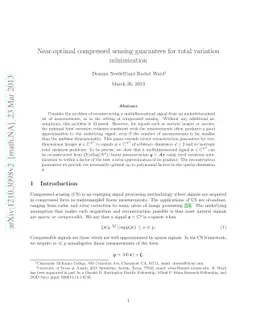 Near-optimal compressed sensing guarantees for total variation
  minimization