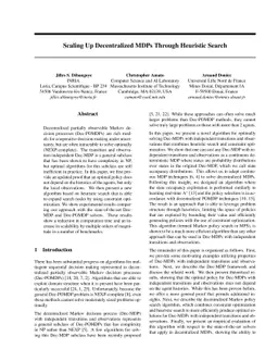 Scaling Up Decentralized MDPs Through Heuristic Search