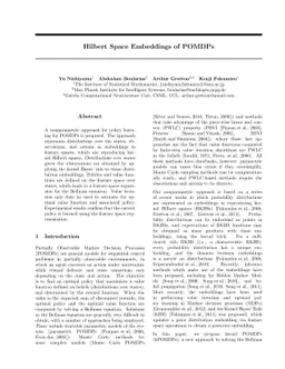 Hilbert Space Embeddings of POMDPs
