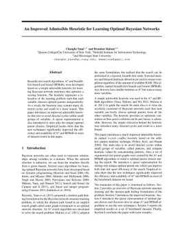An Improved Admissible Heuristic for Learning Optimal Bayesian Networks