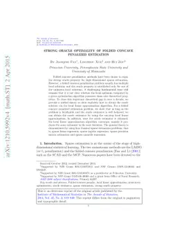 Strong oracle optimality of folded concave penalized estimation