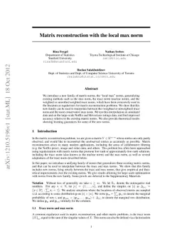 Matrix reconstruction with the local max norm