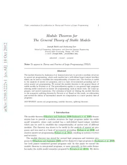Module Theorem for The General Theory of Stable Models