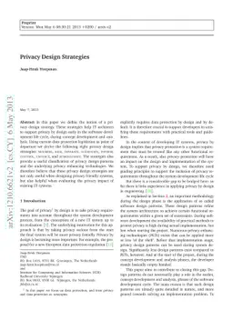 Privacy Design Strategies
