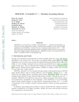 MLPACK: A Scalable C++ Machine Learning Library