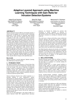 Adaptive Layered Approach using Machine Learning Techniques with Gain
  Ratio for Intrusion Detection Systems
