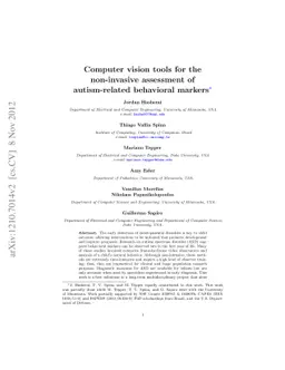 Computer vision tools for the non-invasive assessment of autism-related
  behavioral markers