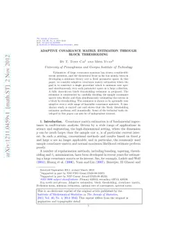 Adaptive covariance matrix estimation through block thresholding