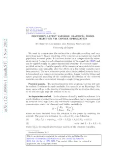Discussion: Latent variable graphical model selection via convex
  optimization