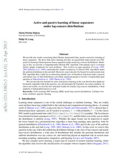Active and passive learning of linear separators under log-concave
  distributions