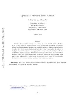 Optimal Detection For Sparse Mixtures