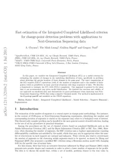 Fast estimation of the ICL criterion for change-point detection problems
  with applications to Next-Generation Sequencing data