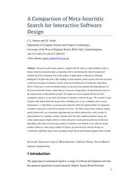 A Comparison of Meta-heuristic Search for Interactive Software Design
