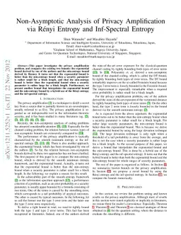 Non-Asymptotic Analysis of Privacy Amplification via Renyi Entropy and
  Inf-Spectral Entropy