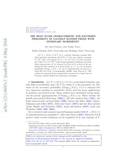 The mean Euler characteristic and excursion probability of Gaussian
  random fields with stationary increments
