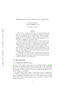 Rendezvous of two robots with visible bits