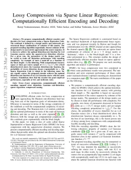 Lossy Compression via Sparse Linear Regression: Computationally
  Efficient Encoding and Decoding