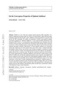 On the Convergence Properties of Optimal AdaBoost