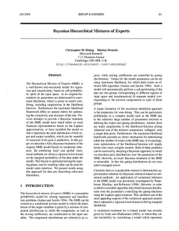 Bayesian Hierarchical Mixtures of Experts