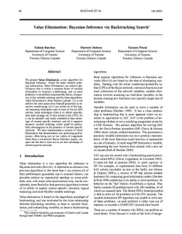 Value Elimination: Bayesian Inference via Backtracking Search