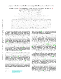 Languages cool as they expand: Allometric scaling and the decreasing
  need for new words