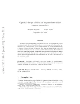 Optimal design of dilution experiments under volume constraints