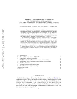 Towards common-sense reasoning via conditional simulation: legacies of
  Turing in Artificial Intelligence