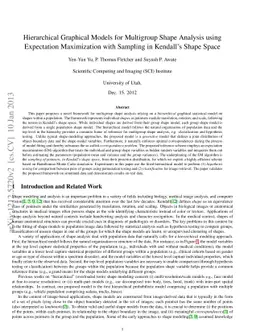 Hierarchical Graphical Models for Multigroup Shape Analysis using
  Expectation Maximization with Sampling in Kendall's Shape Space