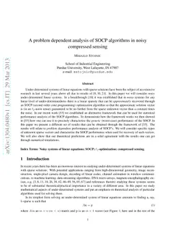 A problem dependent analysis of SOCP algorithms in noisy compressed
  sensing