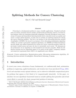 Splitting Methods for Convex Clustering